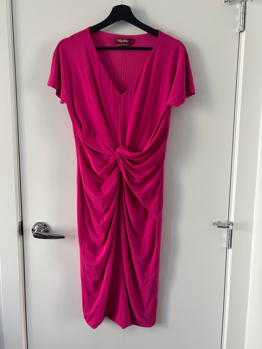 MaxMara Fuchsia Pink Twist-Front Midi Dress